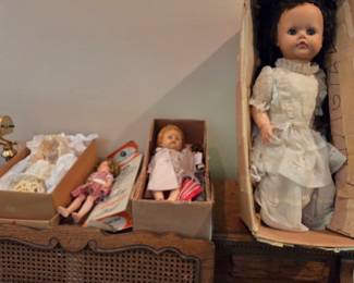 Antique dolls and clothing and Shirley Temple Doll