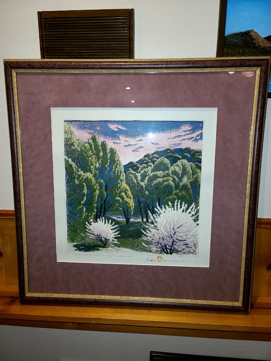 Original 1954 Gustave Baumann "Spring - Tesque Valley" No. 22 of 125 Woodblock Print, Stamped and Signed. Reserve Item, not for general sale. Direct serious inquiries to estate sale coordinator.
