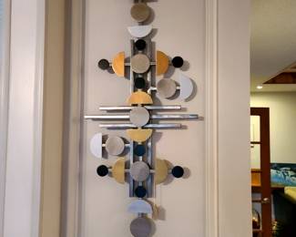 Hand Signed Original B. Larson Studio Metal, Mid-Century Modern/Brutalist Style Wall Art, 37.5 x 14.5