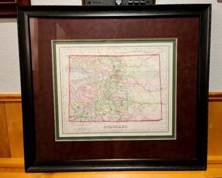 Reproduction of 1881 O.W. Gray Map of Colorado, double matted and framed