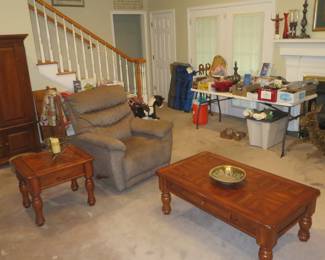 recliner, end coffee table