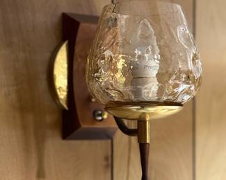 MCM Wall Sconces Brass + Teak