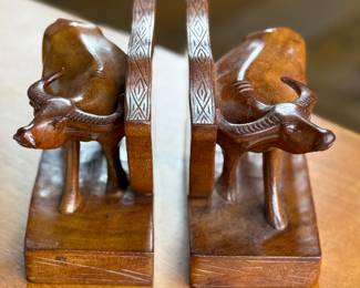 Teak Oxen Book End