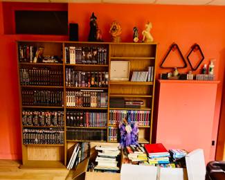 tons of books, DVDs