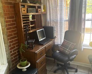 Desk with hutch, office chair 