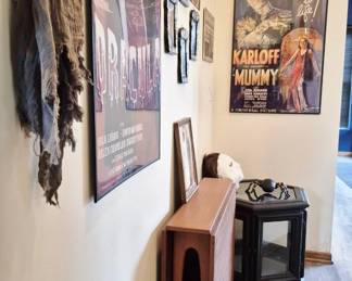 Hallway out to garage with fabulous MCM drop-leaf table.