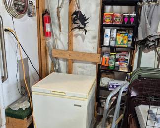 freezer, walker, folding chairs, clock, bug repellent, weed killer, light bulbs...