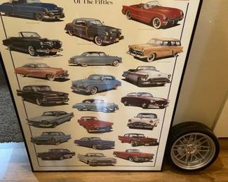 American Cars Of The 50s Poster And Tire Clock