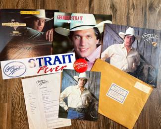George Strait fan club, bumper, sticker, buttons, and albums