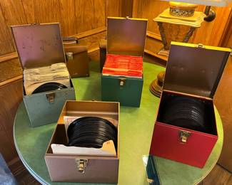 45 and Vintage record player containers