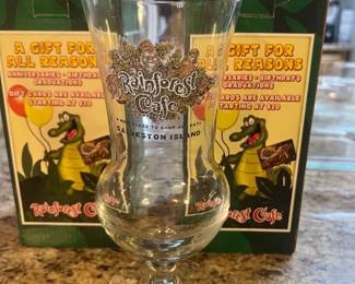 Two collectible glasses from Rainforest Café