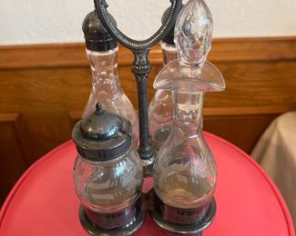 Silver plated, salad dressing /condiment holder