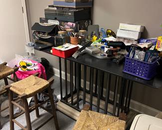 Bar stools, table