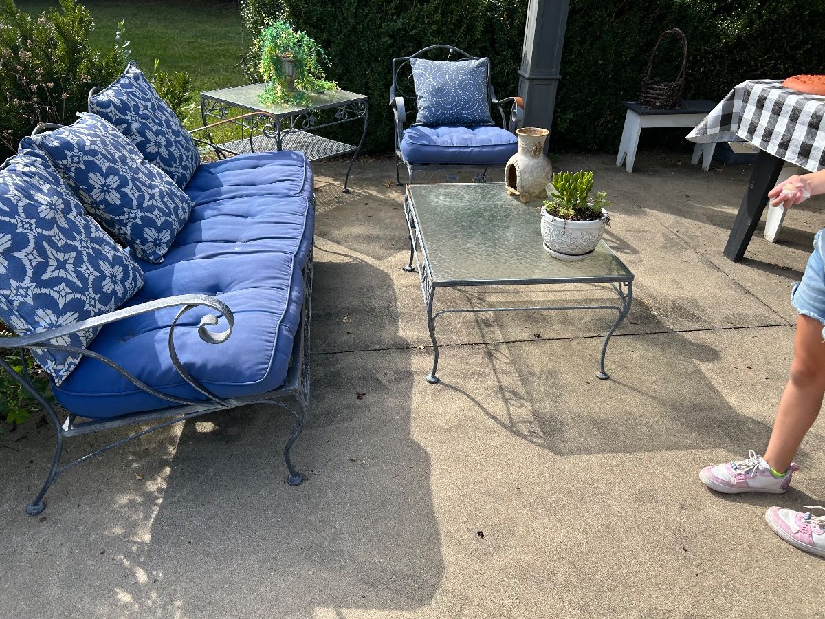 Vintage wrought iron patio set