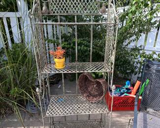 Folding wrought iron shelving