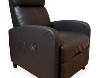 Modern Brown Faux Leather Push Back Recliner Chair