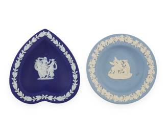 Two Wedgwood Blue Jasperware Pin Trays