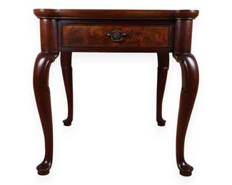 Hekman Furniture Queen Anne Style Burl Wood Veneer Side Table