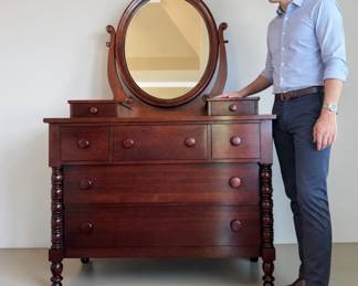 Davis Cabinet Company Lillian Russell Solid Cherry Chest of Drawers with Mirror