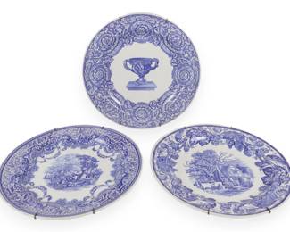Three Spode Blue Room Collection Blue and White Earthenware Plates