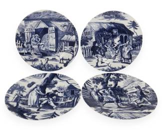 A Set of Four Andrea by Sadek Country Courtship Porcelain Plates