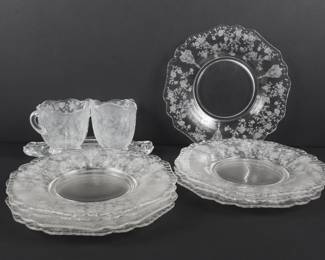 Eleven-Piece Fostoria Glass Company June Pattern Etched Glassware Set