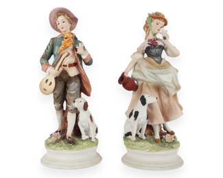 A Pair of Lefton China Hand-Painted Bisque Porcelain Pastoral Figurines KW5155