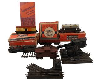 A Collection of Vintage Lionel O-27 Gauge Model Train Components and Accessories with Original Boxes