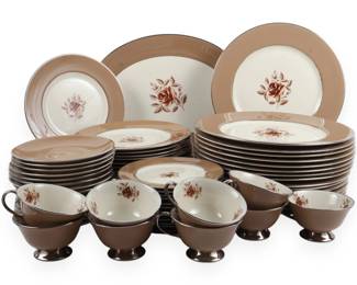Flintridge China Cocoa Rose 69 Piece Dinnerware Set