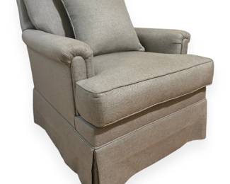 Contemporary Upholstered Swivel Glider Armchair with Throw Pillow