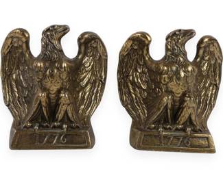 A Pair of Colonial Virginia Cast Metal American Eagle 1776 Bookends