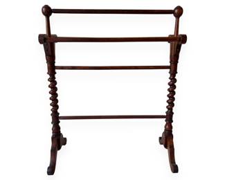 Victorian Mahogany Barley Twist Standing Towel Rack