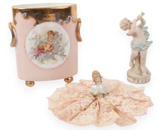 Three Decorative Ceramic Figural Items Including Shafford Japan Cherub
