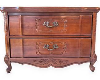 Two Drawer French Provincial Style Fruitwood Bachelors Chest