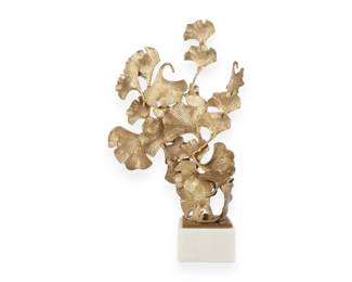 Ginkgo Leaf Sculpture on Marble Base