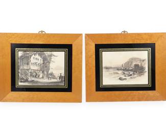 A Pair of Sungott Art Studios Hand-Colored Engravings