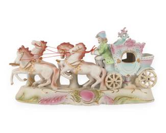 Paulux Hand Painted Porcelain Coach and Four Horse Figurine