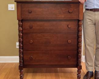 Davis Cabinet Company Cherry Spool Turned Tall Chest of Drawers