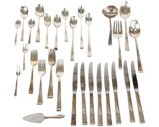 58 Piece Reed and Barton Sterling Silver Flatware Service in the Classic Rose Pattern