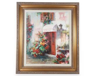 F. Sannino, Cafe Leblanc European Street Scene, Oil on Canvas