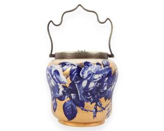 S. Fielding and Co. Devon Ware Gilded Earthenware Biscuit Barrel