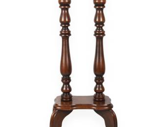 Traditional Mahogany Finished Wood Oval Side Table with Twin Pedestal Base