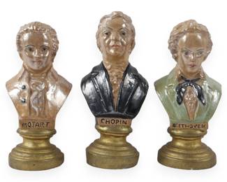Three Polychrome Composite Composer Busts