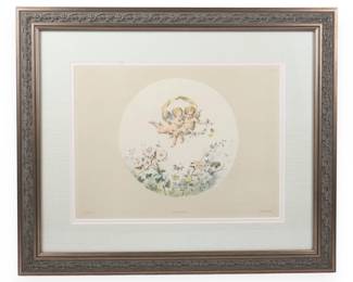 Louis Penet Chromolithograph of Cherubs Printed by Lemercier and Cie