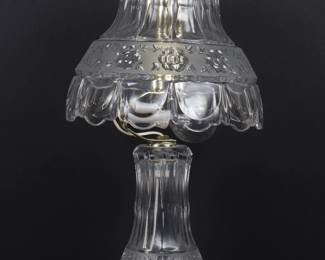 Clear Pressed Glass Table Lamp with Scalloped Floral Shade