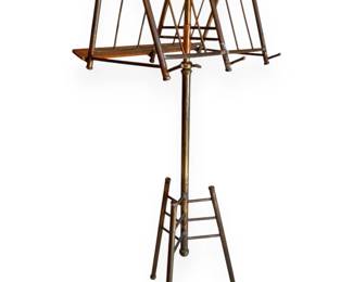 Adjustable Copper and Brass Floor Standing Music Stand with Wooden Ledge