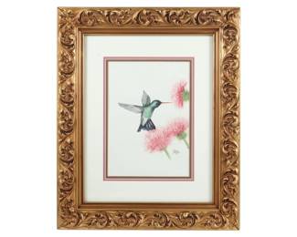 Allene Johnson, Hummingbird and Thistle, Watercolor on Paper, 2003