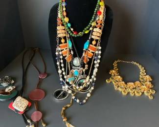 Costume Jewelry Lot 2Chunky And Bolo Necklaces