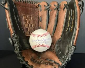 Unauthenticated Signed HOF 83 Brooks Robinson Ball And Wilson Softball Mitt