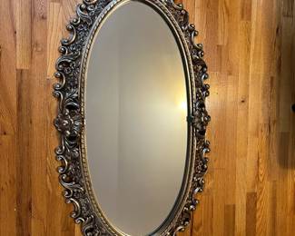 Large Ornate Gold Oval Floral Mirror